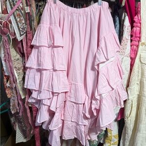 Pink Ruffle Tiered Maxi Skirt - Unbranded